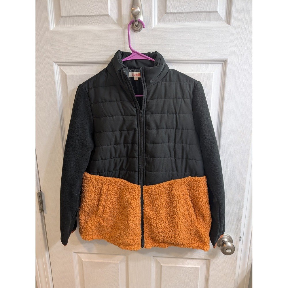 Mazik Black Orange Puffer Fleece Jacket Women's - Size S